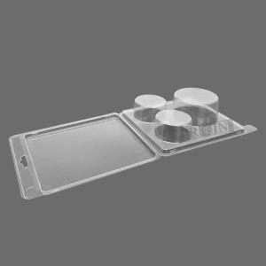 Cheap Custom 3 Cavity Disposable Clear Round PVC Plastic Accessories Clamshell Packaging With Handle Holes for sale