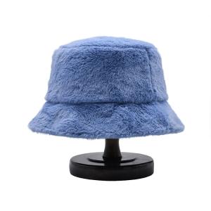 Cheap Women Autumn Winter Bucket Hats Plush Soft Warm Panama Caps Lady Flat Top Fishing for sale