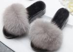 Light Grey Genuine Fur Furry House Slippers Soft For Indoor / Ourdoor