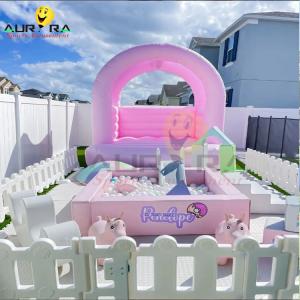 China Pink Toddler Inflatable Soft Play Equipment Rainbow Kids Bouncer Set With Slide on sale