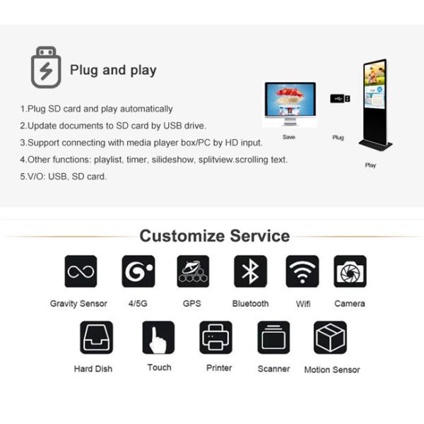 65 Inch Vertical Digital Signage 2160P Free Standing Digital Signage