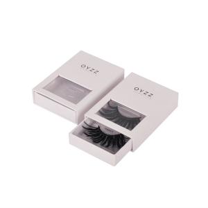 China Sturdy White Cardboard Eyelash Box With Visible Window Slide Tray on sale