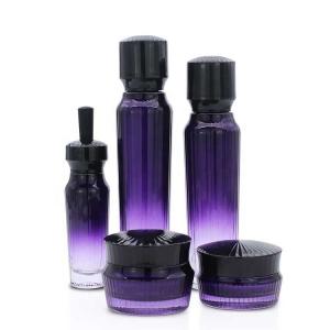 China Purple 120ml 100ml 50ml Cosmetic Packaging Set 50g 30g Cosmetic Glass Containers on sale