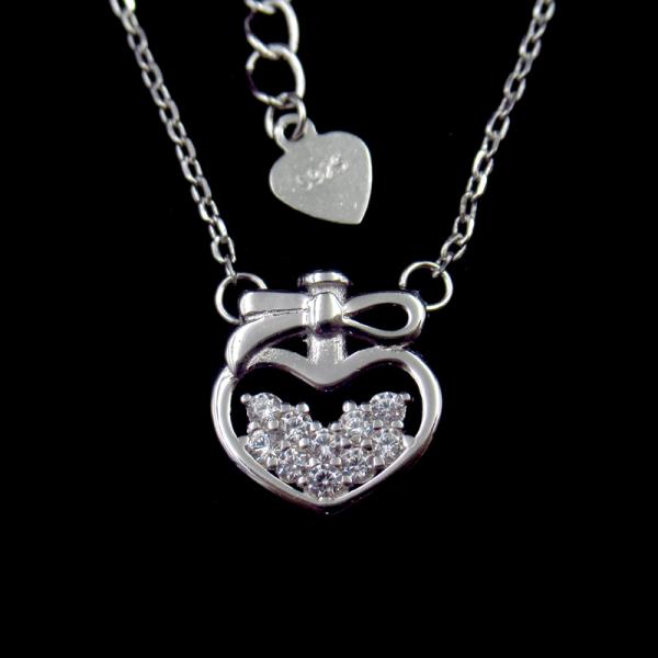 Adjustable Pearl Chain Necklace 925 White Gold Plated Silver Jewelry