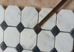 White Carrara Octagon Natural Stone Mosaic Tile 2" X 2" High Density , Low Water