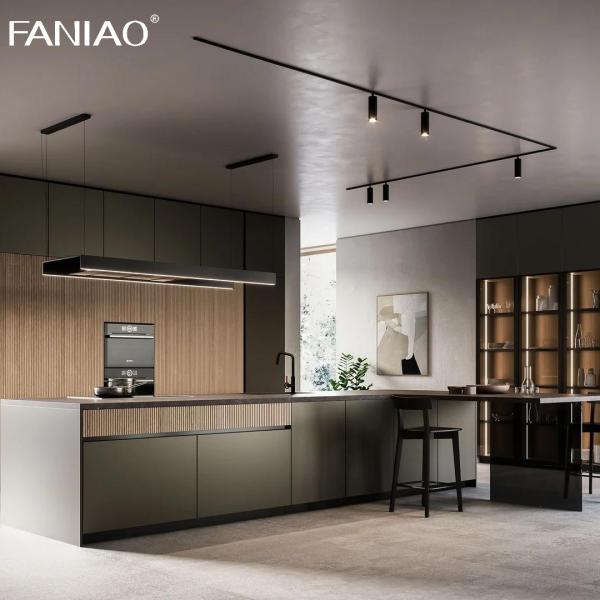 Villa Melamine Grey Luxury Large Solid Wood Modern Kitchen Cupboard Pantry Cabinet Set