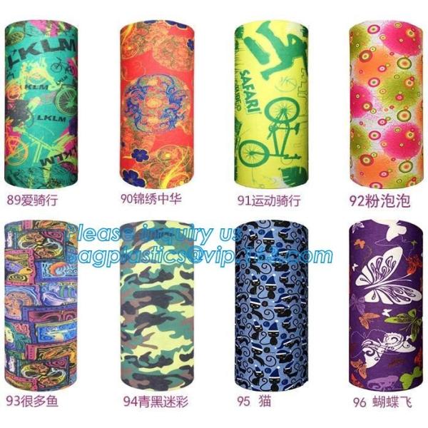 custom made digital sublimation polyester colorfast printed bandana,custom headwear printed seamless neck tube polyester