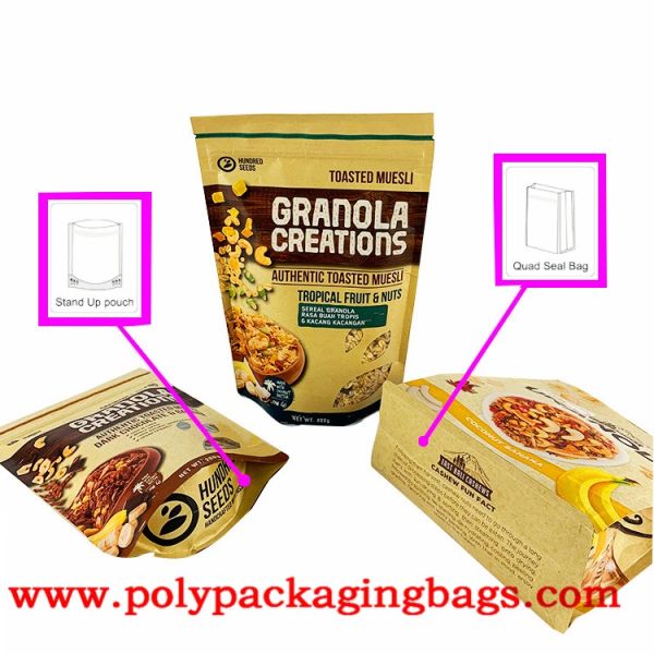Laminated Snack Packing Biodegradable Stand Up Pouches