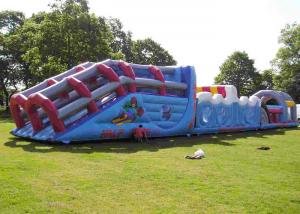 China Long Giant Outdoor Event Adult Kids Inflatable Obstacle Course With 0.55MM PVC on sale