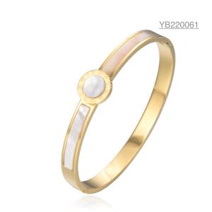 Cheap ODM Dowager Brand Stainless Steel Bangle Gold Silver White Enamel Bracelet for sale