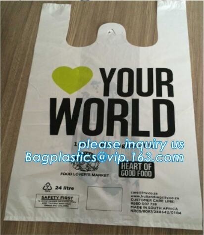 Quality En13432 certified custom printed wholesale biodegradable compostable plastic pharmacy bag with singlet handle BAGS wholesale