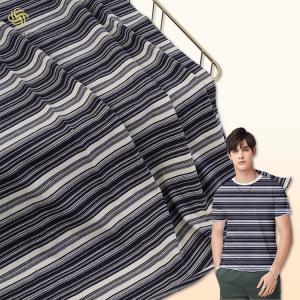 China Soft And Fashion Striped 100% Cotton Smooth Single Jersey Fabric For T-Shirt on sale