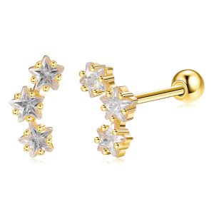 Buy cheap 18K Gold Plated 925 Sterling Silver Star Cubic Zirconia Stud Earrings for Women from wholesalers