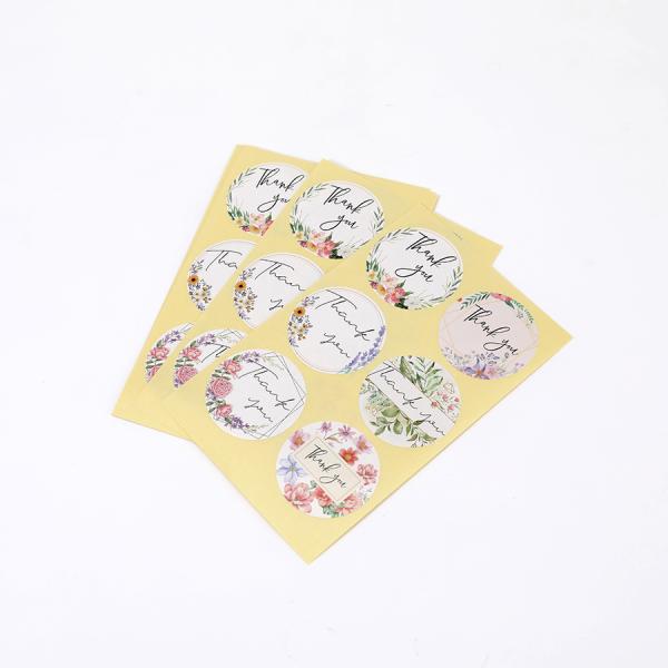 CMYK Color Paper Self Adhesive Sticker Label Custom Round Thank You Sticker