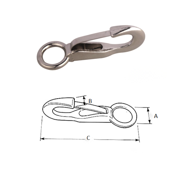 Fixed Style Round Eye Bolt Snap Hooks Zinc Diecasting Spring Shrapnel