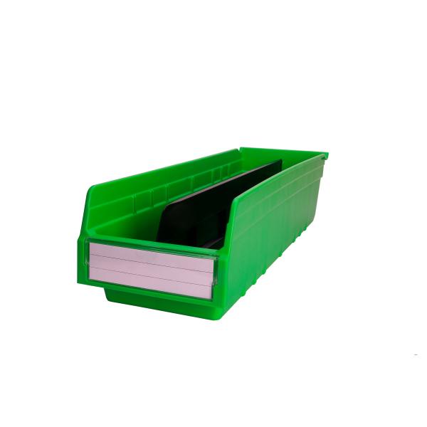 Plastic Shelf Bin Box Semi-Open Front Divisible for Customizable Tools Organization