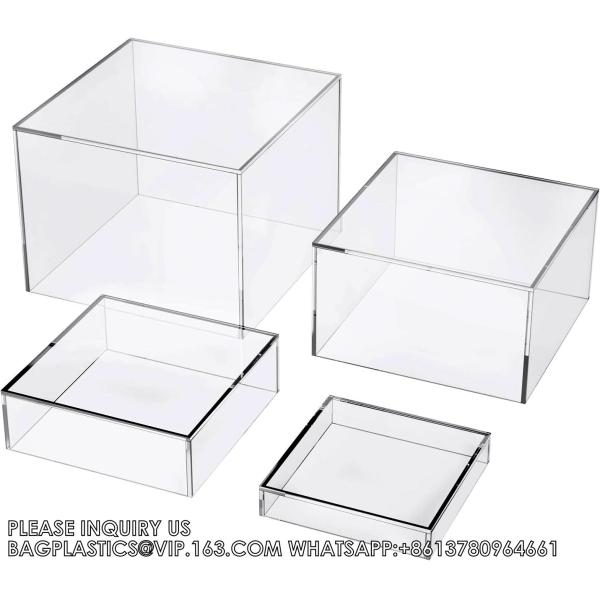 Acrylic Display Risers Acrylic Boxes Acrylic Display Nesting Cubes 5 Sided With Hollow Bottoms Display Stand Shelf