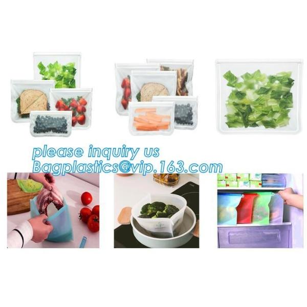 Silicone Plastic Packaging Food Zip Silicon Freezer Fresh Vegetable Storage Bags Fresh Fridge Food Preservation Bag Reus