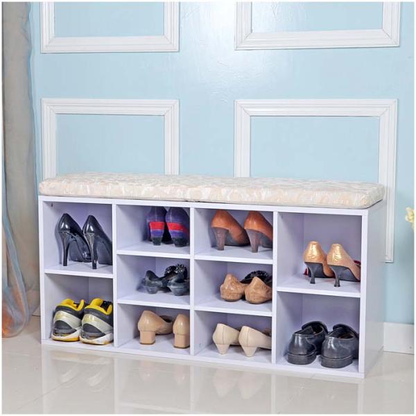 Melamine MDF Wooden Grid 100cm Width Entryway Shoe Bench