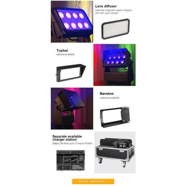 72W IP65 4 In 1 Stage Disco Effect Light Led Battery Flood Lighting