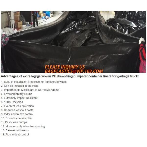 PE Dumpster Container Drawstring Liners,8 Mil Black Open Top Drawstring Dumpster Container Liners,Polyethylene roll-off