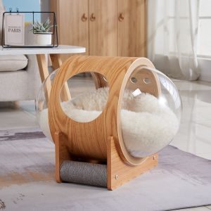 China Outdoor Semi Enclosed Space UFO Cat Bed Acrylic Glass Capsule Bedding on sale