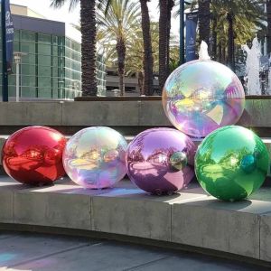 Cheap hot selling customize logo size silver golden inflatable reflective pvc mirror ball for sale