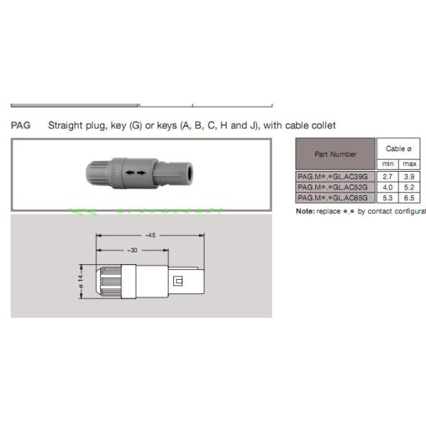 PAG PKG Electrical Push Pull Self-latching Plug Socket Replacement Plastic Tubing Connector