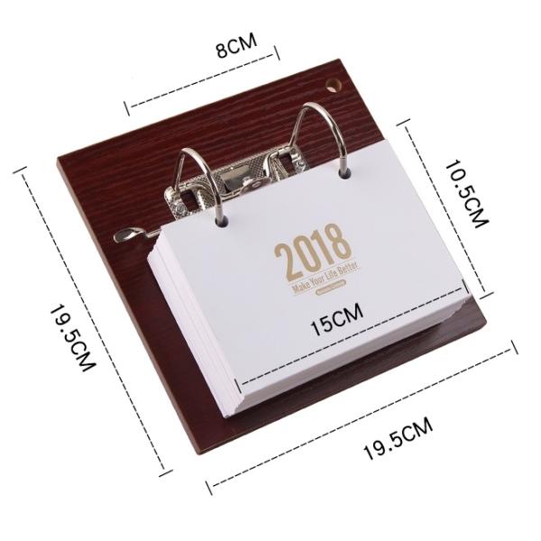 365 Inner Sheets Wooden Desktop Calendar , Custom Daily Desk Calendar 2 Rings Binding