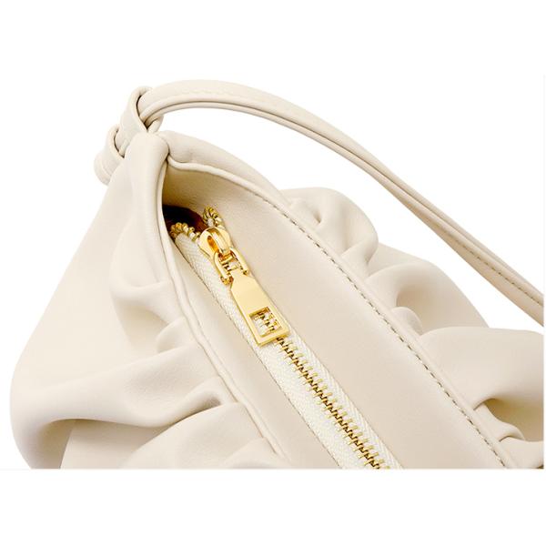 Polyester Lining PU Shoulder Bag Zipper Closure Leather Dumpling Bag