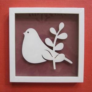 Cheap Wooden Photo/Picture frames, carved birds inside, matt white color for sale