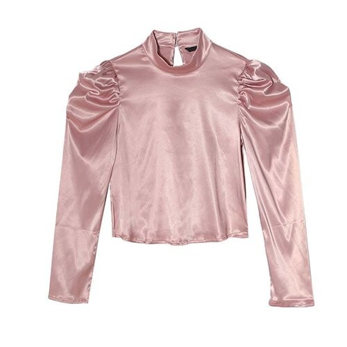 OEMmaufactory Cross -border 2021 women's new European and American pleated long -sleeved shirt sweet top f