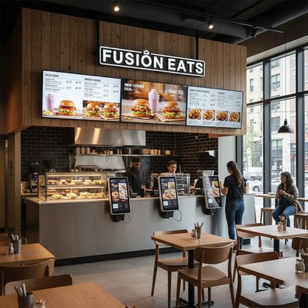 Interactive Restaurant Menu Screen with Multi-Language Support and CMS Updates