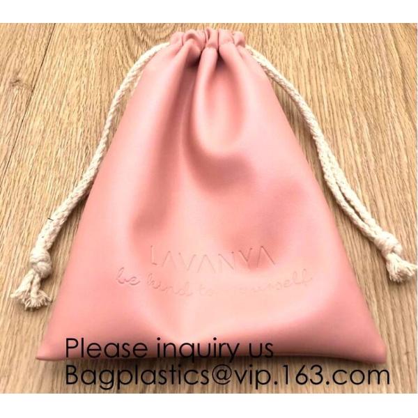 promotional fancy small waterproof black pu drawstring leather bag for money,logo making for promotion PU drawstring bag