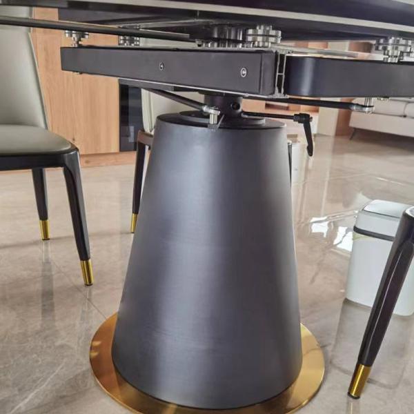 Sintered Stone Round Extendable Dining Table Dining Extendable Table Rotating Ceramic Top Table