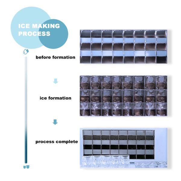 Household 20kg/24H Mini Ice Maker Cube Water Dispenser with Automatic Water Intake and Push Button Control Panel