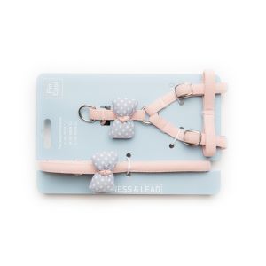 China Pet Supplies Cute Dots Cat Harness Bow Tie Adjustable Pet Chest Back Strap Traction Cotton Cat Dog Harness Leash Set on sale