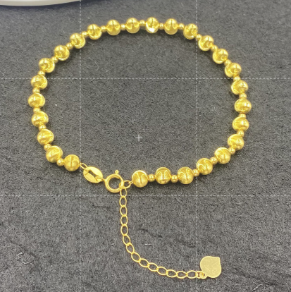 Trendy 18k Pure Gold Cateyes Beads Bracelet Bulk Sale Au750 Gold Big Beads Bangle Fine Jewelry Women Ladies Girls Mums Gifts