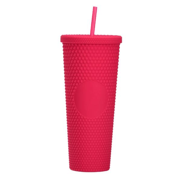 710ml Large Capacity Double-layer Plastic Straw Cup Factory Direct Supply Creative Portable Durian Prickly Diamond Style