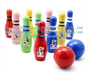 China Wooden bowling, wooden children's bowling, bowling toys on sale