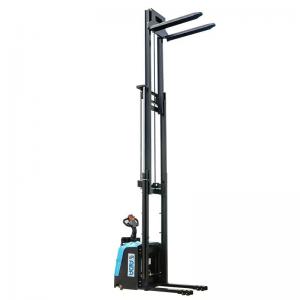 Cheap Motorized Electric Stacker Lift 5500mm Hight PLC Control  Automatic for sale
