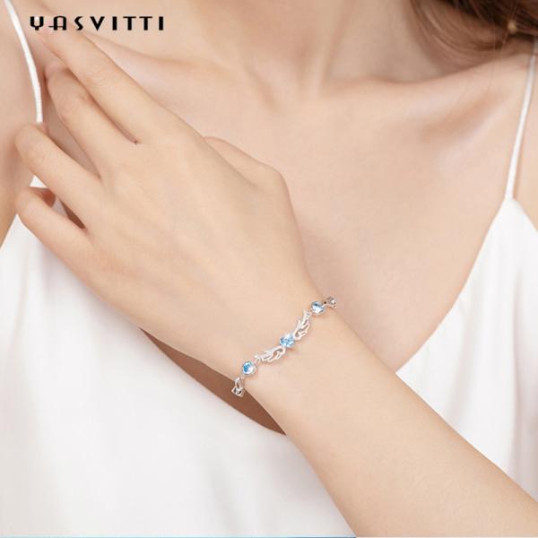 6.2g 0.21m Sterling Silver Jewelry Bracelets Inlaid Geometric 925 Blue Topaz Bracelet