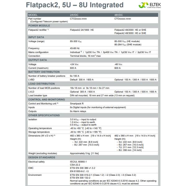 Flatpack2 Integrated Embedded Rack Mounted Rectifier 48v System 150A To 600A