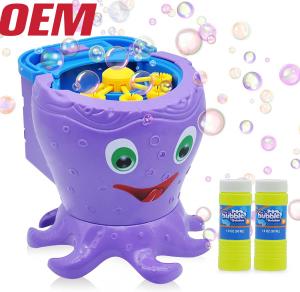 Cheap Nuby Bath Octopus Bubble Machine Made Automatic Bubble Maker With 2 Solutions OEM Bubble Blower  For Kids for sale