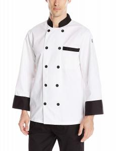 China Stand Collar Long Sleeve Chef Uniform Tops Men's Poly - Cotton Blend Chef Coat on sale