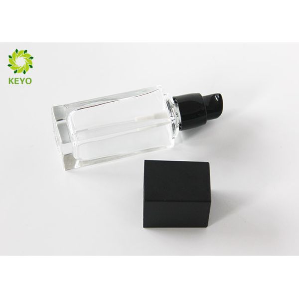 Square Clear Glass Empty Cosmetic Containers With Pump Cap Capacity 30ml 1 OZ