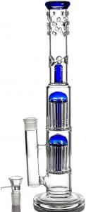 Cheap 18mm Oil Dab Rigs Glass Water Bong Glass Double Tree Percolator Water Pipes With Ash Catcher for sale