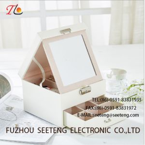 Cheap High end and elegant PU leather jewelry box for wholesale from manufacturer jewelry box with mirror box drawer for sale