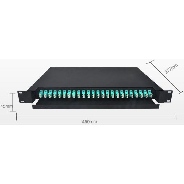 Metal Frame 1U 24 Port Patch Panel , Multimode 48 Core Optical Patch Panel