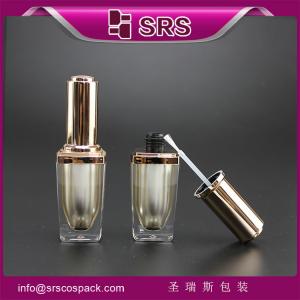 Cheap SRS wholesale luxury empty square 8ml plastic nail polish bottle with golden brush cap for sale